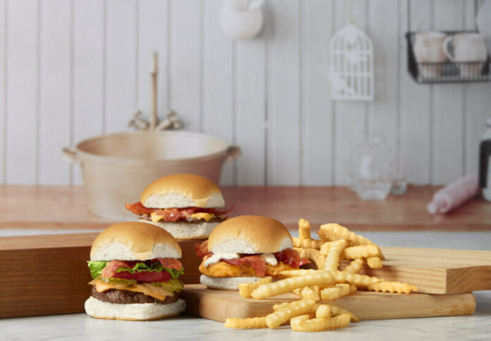 The $5 Bacon Bundle comes with a choice of two Bacon Sliders — choose from the Bacon Cheese Slider, the 1921 Bacon Cheese Slider or the new Chicken Bacon Ranch Slider — and a small order of fries.