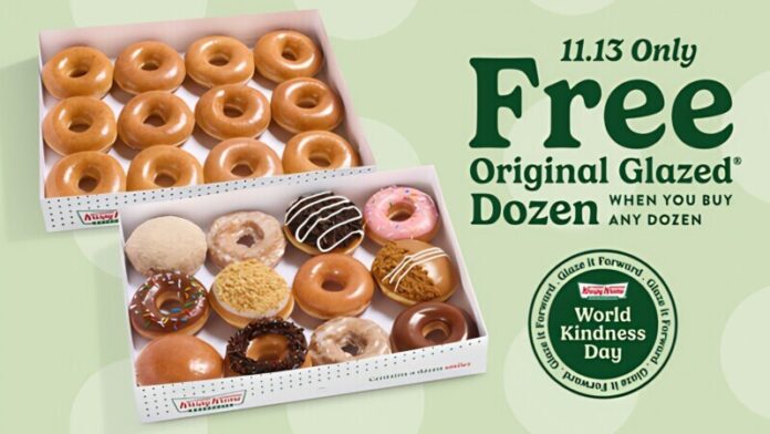 Buy any dozen, get a second Original Glazed® dozen FREE to share with others